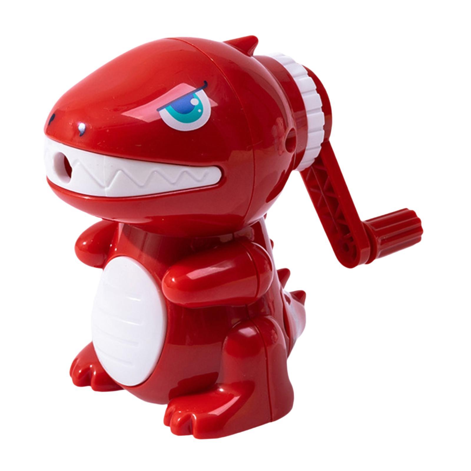 Magideal - Sacapuntas De Manivela Portátil Con Diseño De Dinosaurio, Sacapuntas De Crayón De Dibujos Animados, Sacapuntas De Mano Para Niñas Y Niños, Regalos De Rojo