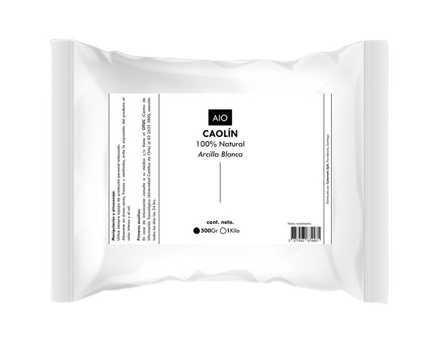 Aio - Caolín Arcilla Blanca 100% Natural Grado Cosmético 1/2 Kilo