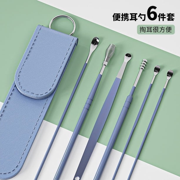 6Pcs Stainless Steel Ear Cleaner Wax Removal Tool Kit Reusable Ear Pick Set Health Care Cleaning Ear Kit for Adults Kids