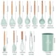 thumbnail image 4 of Utensilios de cocina de silicona, 12 piezas, sartén antiadherente, utensilios de cocina, espátula con mango de madera, cuchara sopera, raspador, traje, 4 of 5