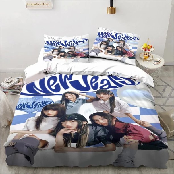 Attention New-Jeans Album Bedding Set Duvet Cover Bed Set Quilt Cover Pillowcase Comforter Size Boys Adult Bed Sheets