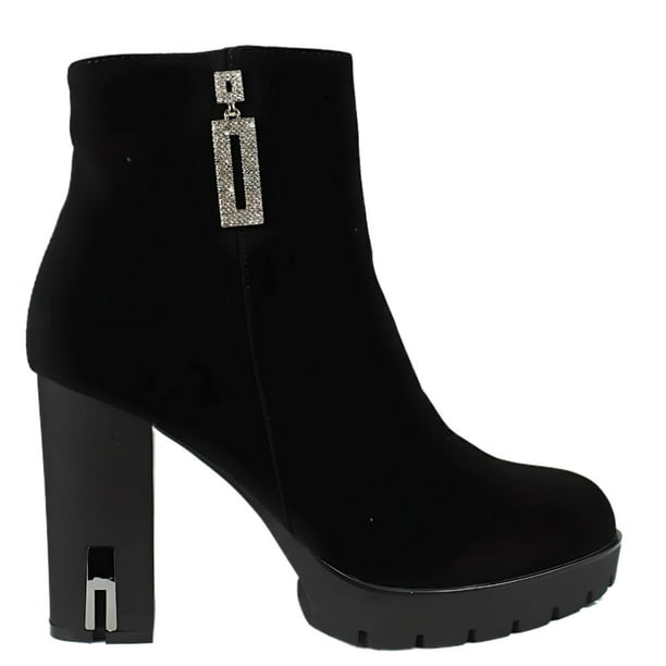 Botin Mujer Taco Alto Brillante 07 Yassne Negro