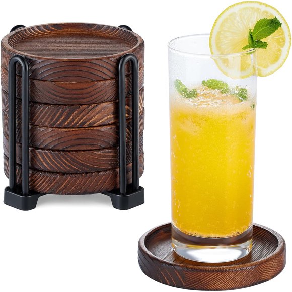Set de Posavasos de Madera Yangbaga con Soporte