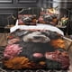 thumbnail image 3 of Juego de funda nórdica con estampado de perro leal y diseño floral para niños y adolescentes, juego de ropa de cama de 3 piezas con 2 fundas de almohada para decoración de habitaciones., 3 of 3