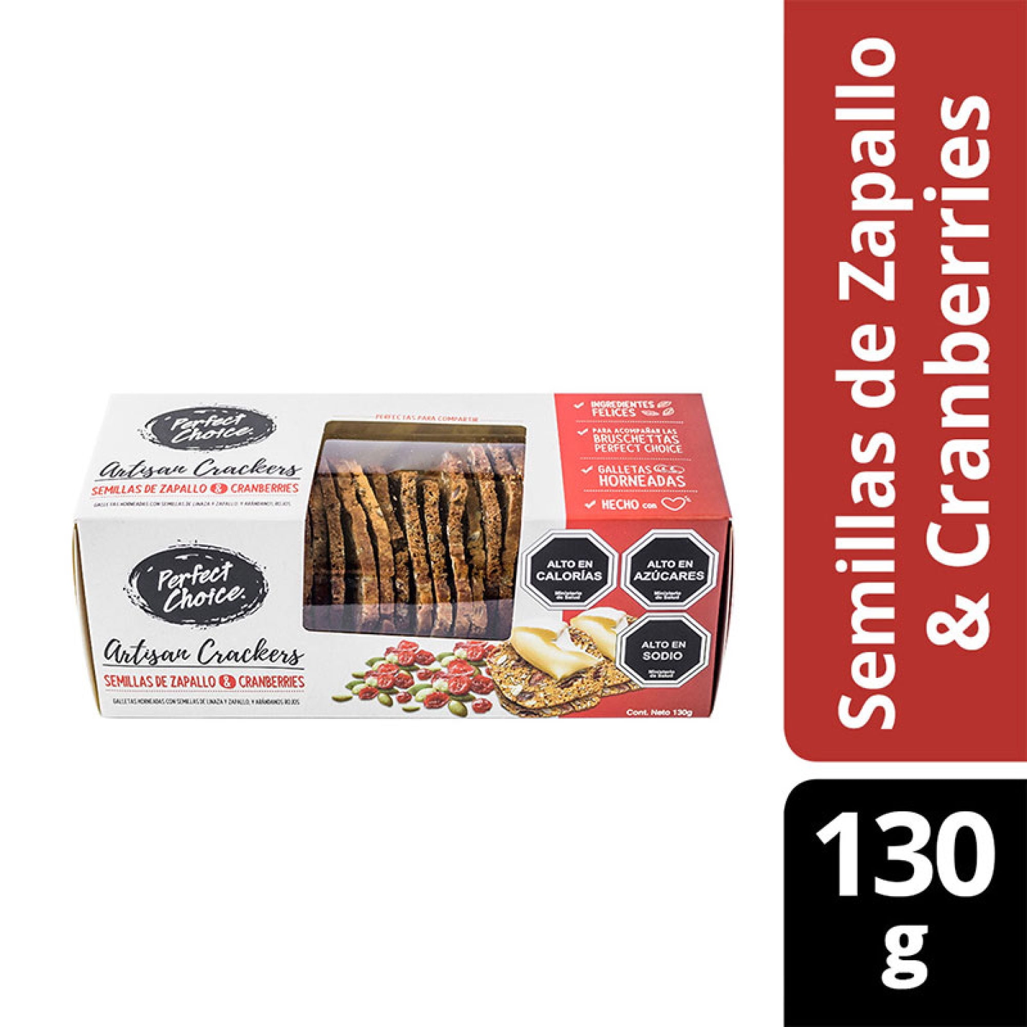 Galletas Tostadas Artesanales Con Semillas De Zapallo & Cranberries Bolsa 130 g Perfect Choice