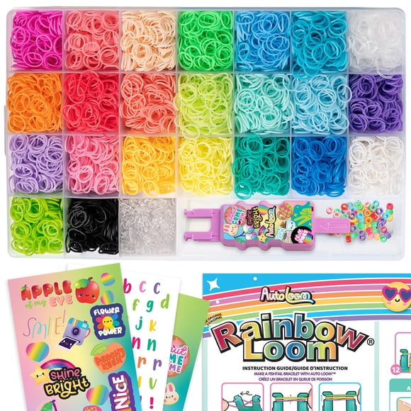 Kit Rainbow Loom AutoLoom con 9000 ligas, cuentas y calcomanías