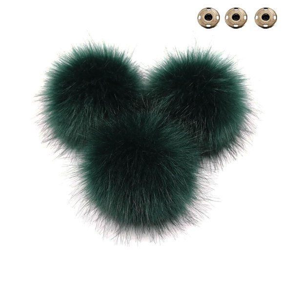 Pompones de Piel Sintética de Zorro Skingwa 10 cm 3 piezas Verde Oscuro