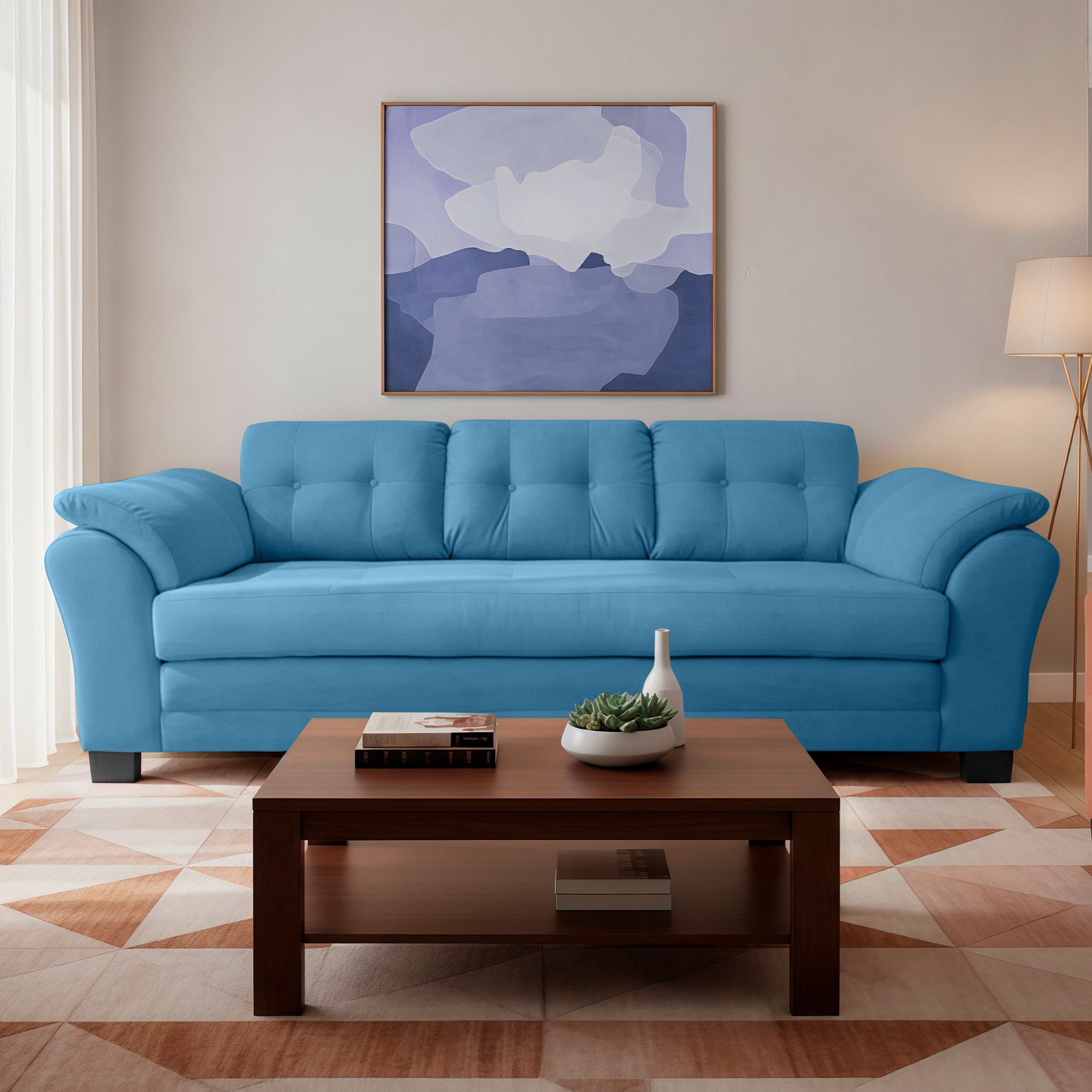 Living Factory - Sofa Sami 3c Res Felp Azul Piedra