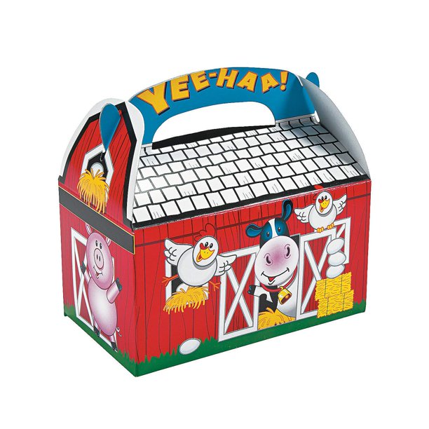 Set de cajas de regalos Fun Express Barn para fiestas con temática agrícola, 8 unidades