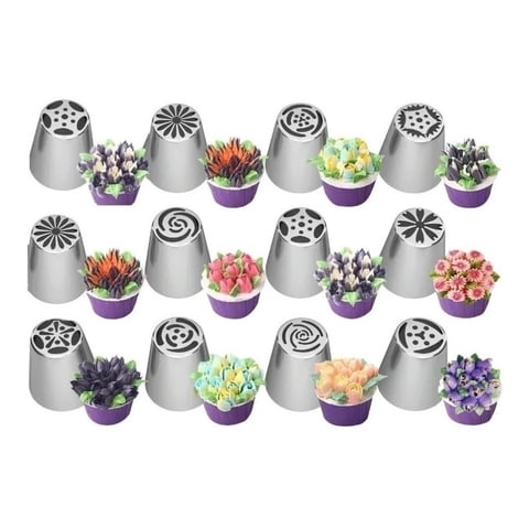 Genérico - 12 Boquillas Rusas Pasteleras Acero Inox Repostería Cocina