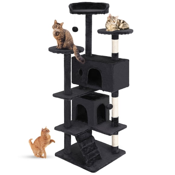 Torre para gatos Cat Tree FDW de 137 cm con rascador y condominio, gris oscuro