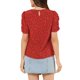 thumbnail image 3 of INSPIRE CHIC Blusas de Mujer con Fruncidos Cuello Redondo Manga Corta Camisa Floral Roja XS, 3 of 7
