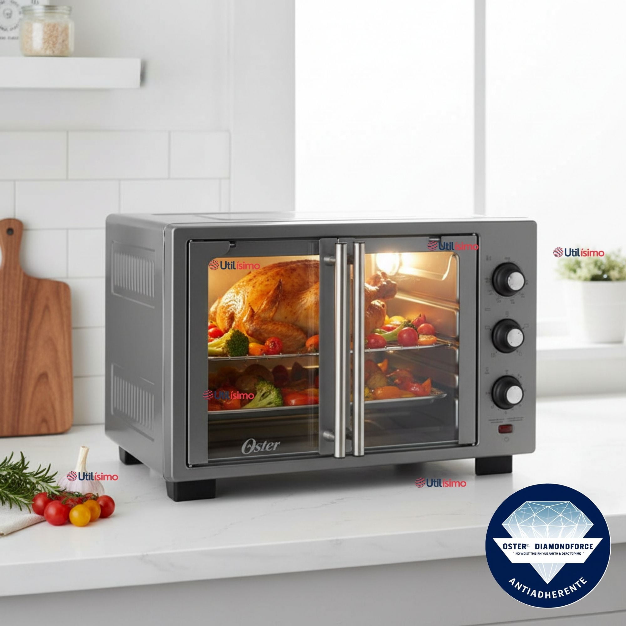Horno Con Freidora De Aire Oster® De 35 Litros, Puertas Francesas, Tssttv35fdmafns