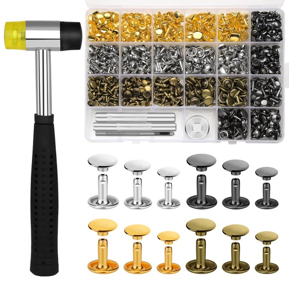 Kit de Remaches de Cuero TLKKUE 480 Unidades, 4 Colores