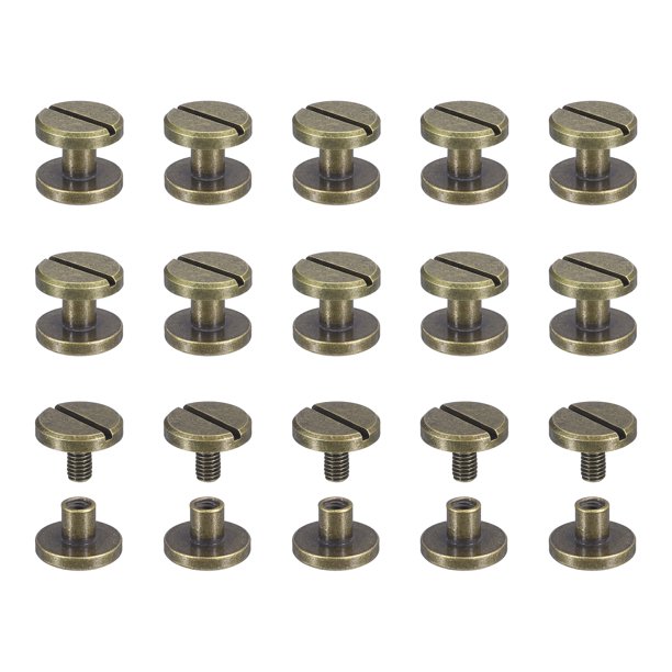 Uxcell 30 Paquete 0.12" x 0.39" Tornillos Chicago de Latón Poste Clavo Remaches para Manualidades Bronce