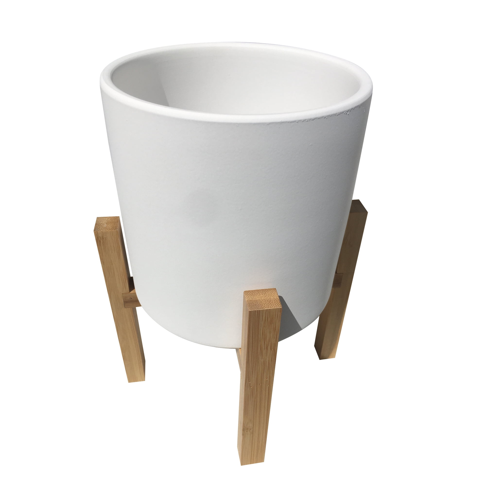 Decogreen - Macetero Terracota Pedestal Bambú Crema