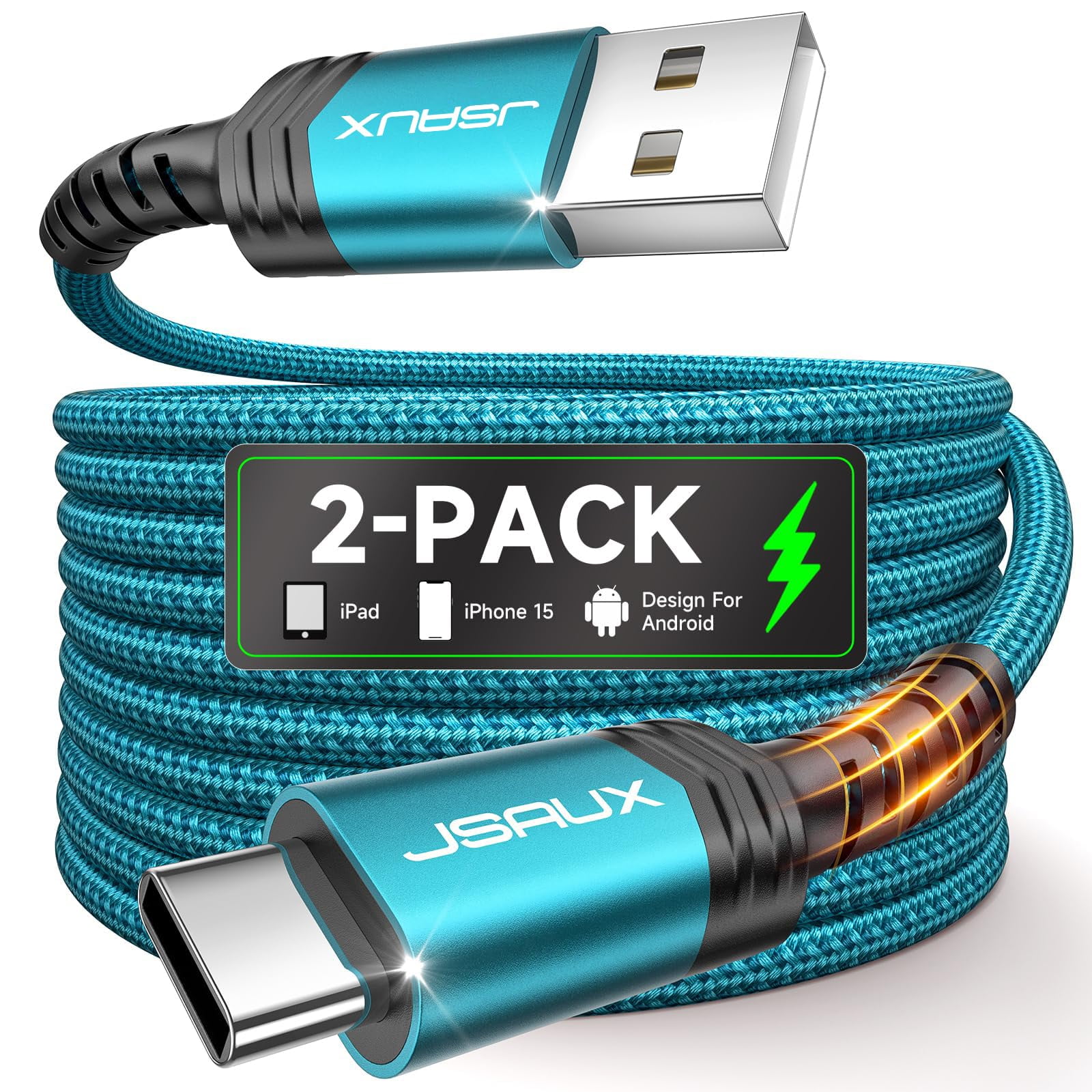 Jsaux - Cable Usb C De 10 Pies [paquete De 2] Carga Rápida Usb A A Usb C 3 1 A