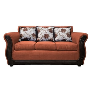 América Decora - Sofá Con Resorte Estructural 3 Personas Eleonor Liso Color Naranjo