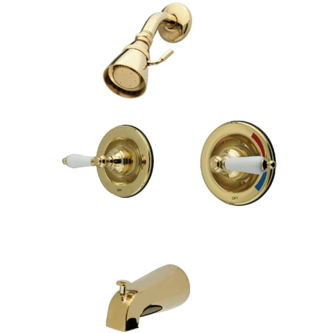 Grifo Kingston Brass Vintage De Doble Manija Para Bañera/Ducha, Latón Pulido