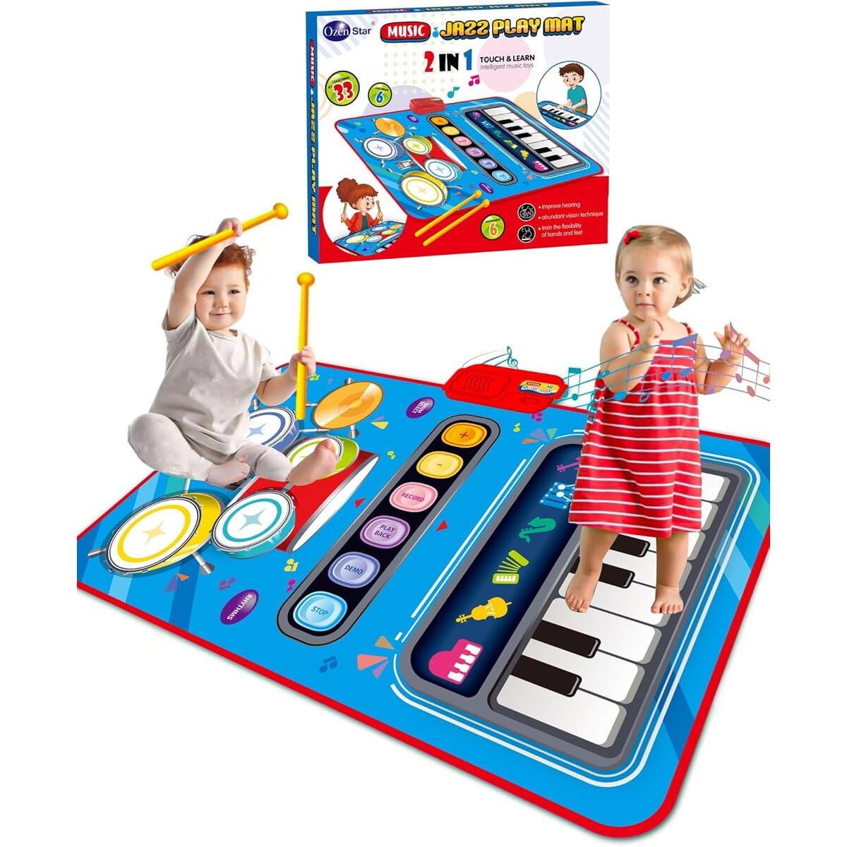 Alfombra Musical Dqmoon Piano Batería 6 Sonidos Bebé 1 Año