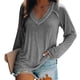 thumbnail image 1 of Camiseta informal de manga larga con cuello en V para mujer y niña, 1 of 5