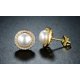 thumbnail image 1 of Aros Paris Jewelry 18K Yellow Gold White Freshwater Pearl Halo Round 1 CT Stud Plated, 1 of 2