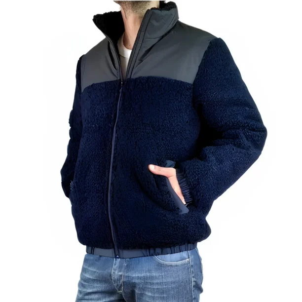 Chaqueta Teddy Hombre Tipo Corderito Gruesa Bolsillos 602