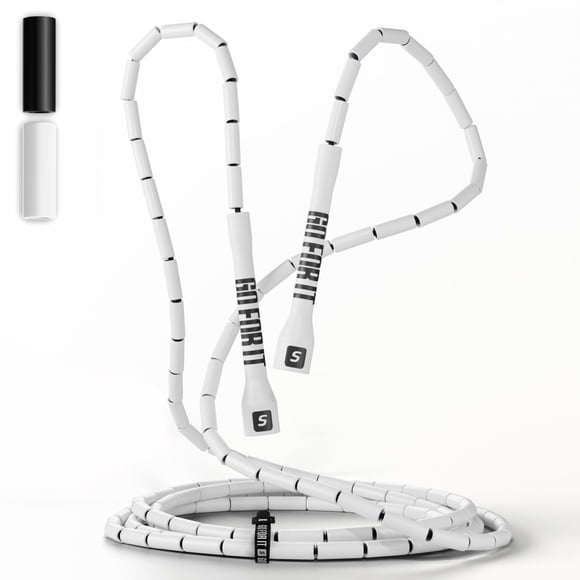 Jump Rope Sportbit Beaded para fitness, adultos, color blanco
