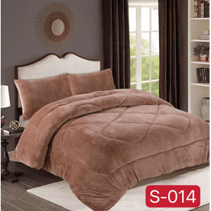 Mundo Shopping - Cobertor Plush Con Chiporro 2 Plazas Color Cafe Liso