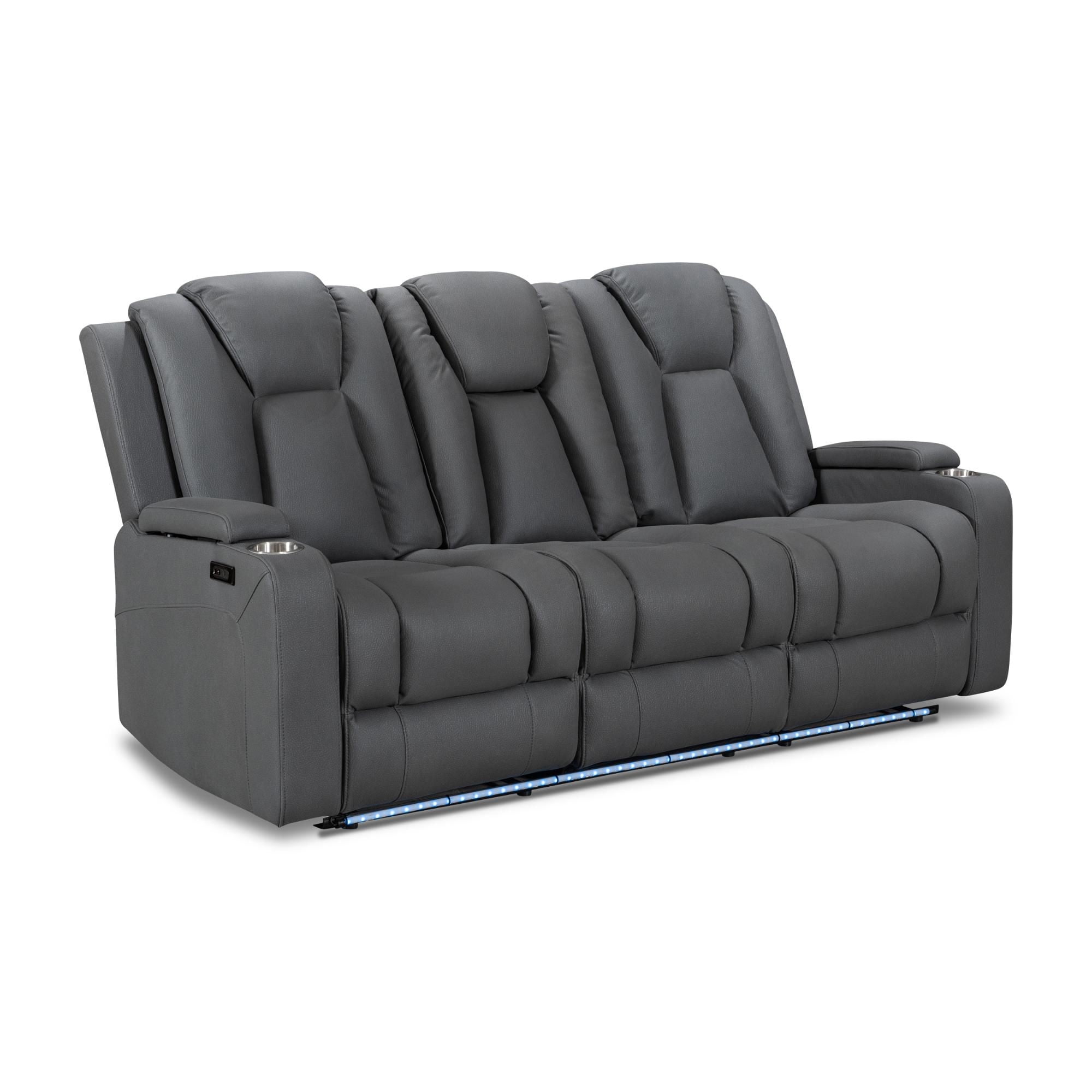 Sofá Reclinable Full Granada 3 Cuerpos Gris