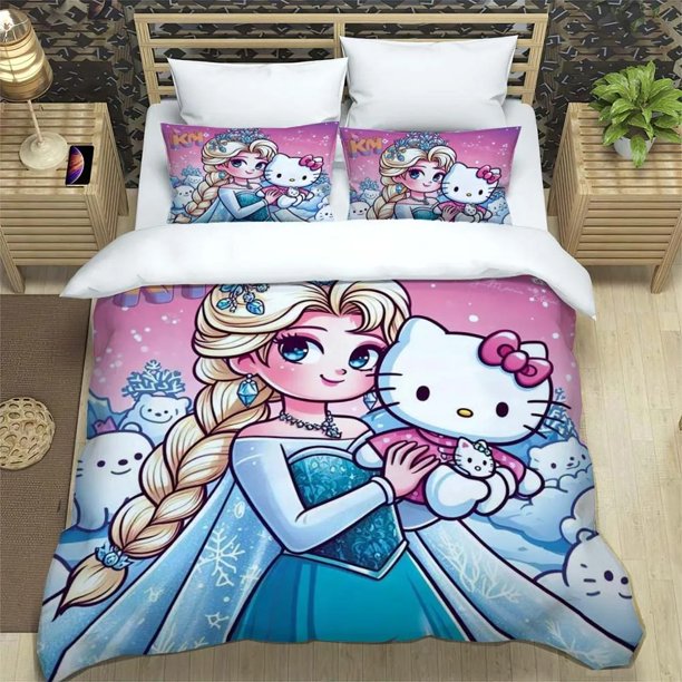 Frozen Printed 2/3pcs Bedding Set Duvet Cover 100% Polyester Full Size Anime Home Decor Suitable For Children And Adults Bed Sheets