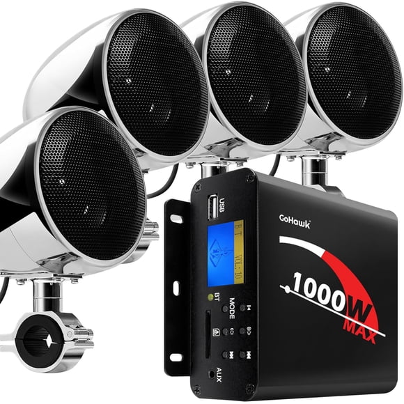 Bocinas para Motocicleta GoHawk 1000W Bluetooth 4" Resistentes al Agua