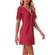 thumbnail image 4 of Camisón Floral de Manga Corta para Mujer INSPIRE CHIC con Ribete de Encaje, Suave Escote en V, Ropa de Estar XL Rojo, 4 of 6