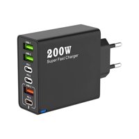 Genérico - Cargador De Pared, Múltiples Puertos Usb Y Tipo C 200W Negro