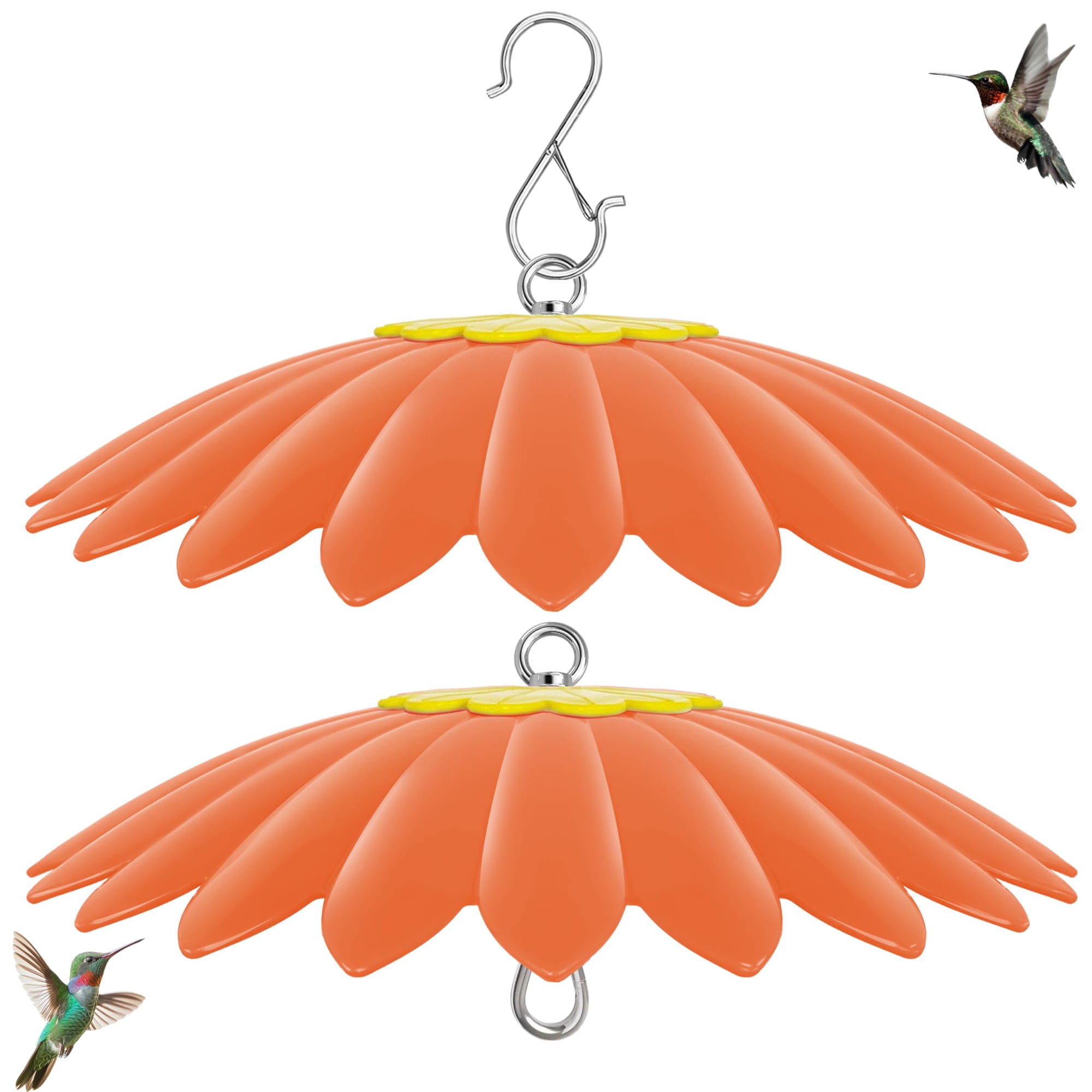 Alimentador para aves andergi 34 cm con protector contra la lluvia – Pack de 2, naranja