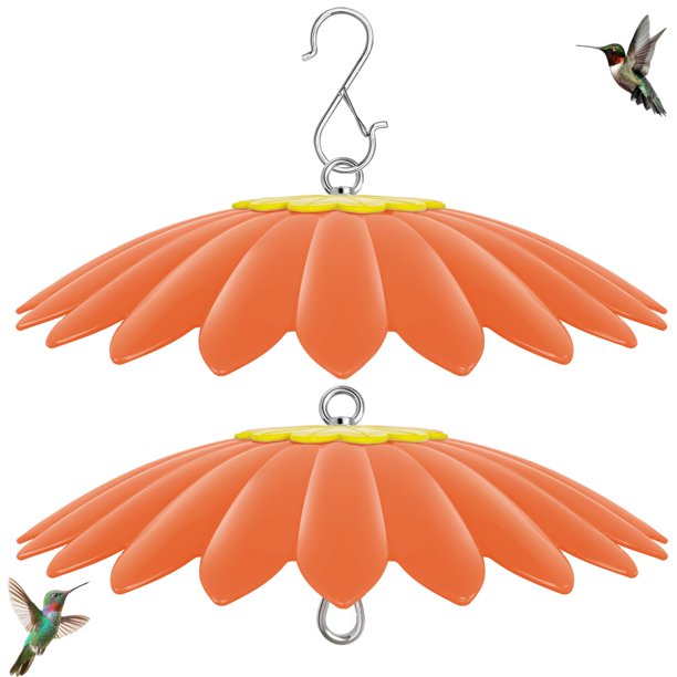 Alimentador para aves andergi 34 cm con protector contra la lluvia – Pack de 2, naranja