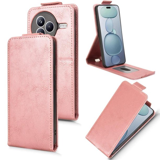 Funda tipo folio para Xiaomi Civi5 Pro 5G con soporte magnético y protección para la cámara Oro rosa