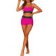 thumbnail image 2 of Conjuntos de Bikini de Mujer en Contraste de Color 2 Piezas de Cintura Alta Cuello Redondo Traje de Baño Pequeño Rojo Rosado, 2 of 5
