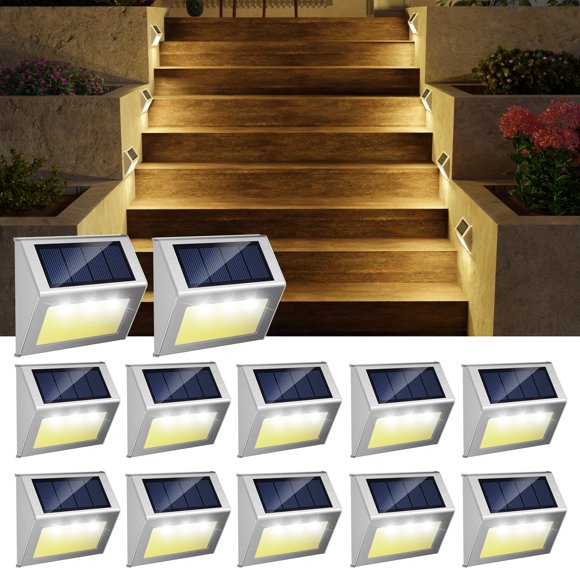 Paquete de 12 luces solares JSOT impermeables para decoración de escaleras