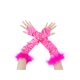thumbnail image 1 of Guantes de satén para mujer con ganchos en los dedos, puños de plumas, mangas sin dedos para cosplay de baile de Navidad, fiesta de los años 1920, rojo rosa, 1 of 7