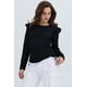 thumbnail image 2 of Polera Mujer Con Vuelo Rib Recogido Negro, 2 of 4