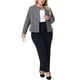 thumbnail image 2 of Agnes Orinda Chaqueta de Tweed sin Cuello de Talla Grande para Mujer, Estilo Escolar Universitario, Abierta al Frente, de Manga Larga, Casual de Negocios, con Botones Decorativos, 6X Negro, 2 of 6