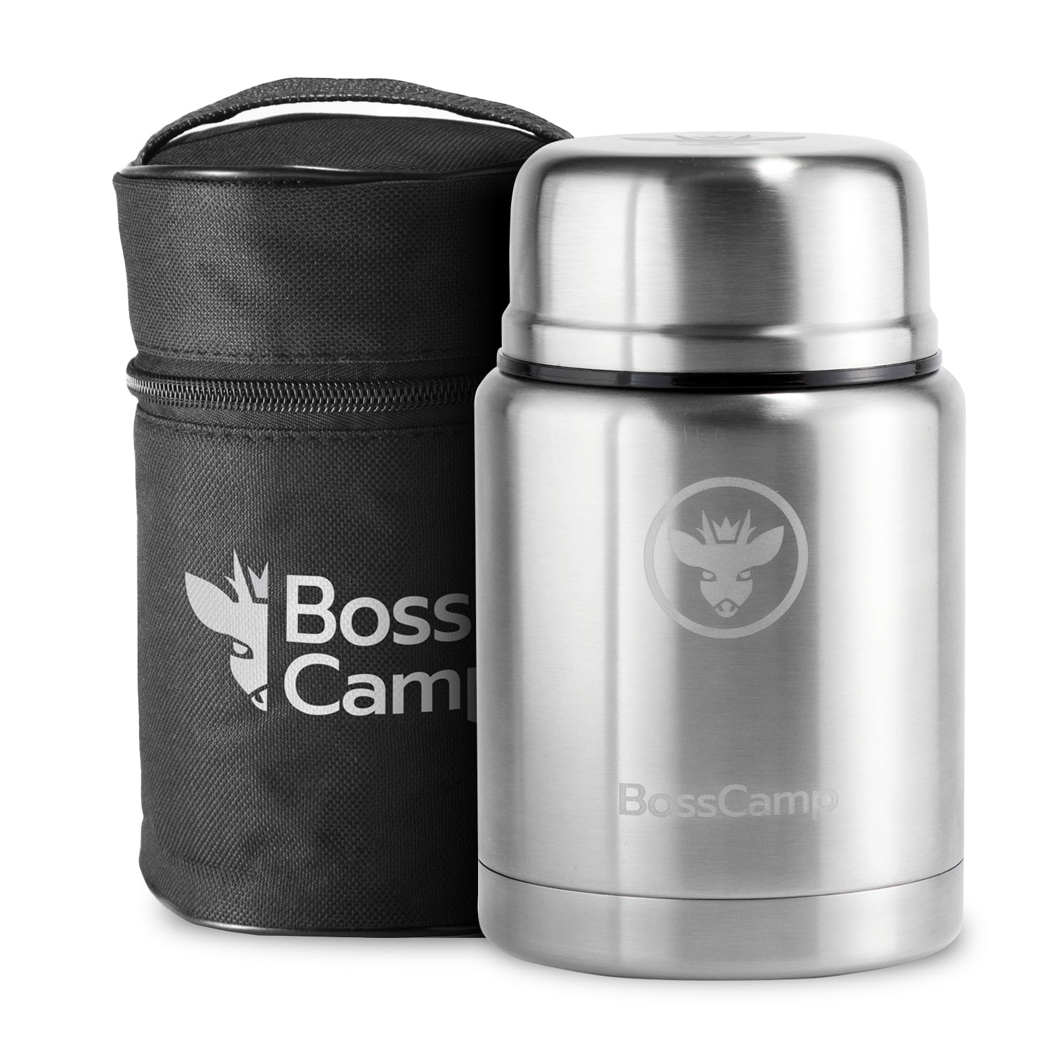 Termo Comida Bosscamp 500 Ml Plata Acero Inoxidable Bolso Térmico Cuchara
