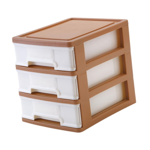 Magideal - Cajón De Almacenamiento Con Estante Para Guardar Artículos Diversos, Estuche De Cosméticos De 3 Capas, Organizador De Almacenamiento Para Artículos De Marrón