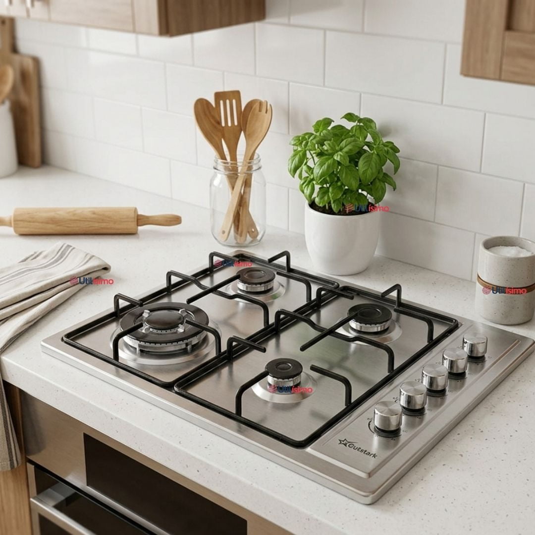 Line - Cocina Encimera A Gas Natural 4 Platos Acero Inoxidable Premium
