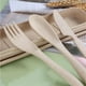 thumbnail image 4 of Juego de utensilios de viaje con estuche, 2 juegos de tenedores, cucharas y cuchillos de plástico portátiles de paja de trigo para acampar, vajilla ecológica sin BPA para el almuerzo, ideal para niños, 4 of 6