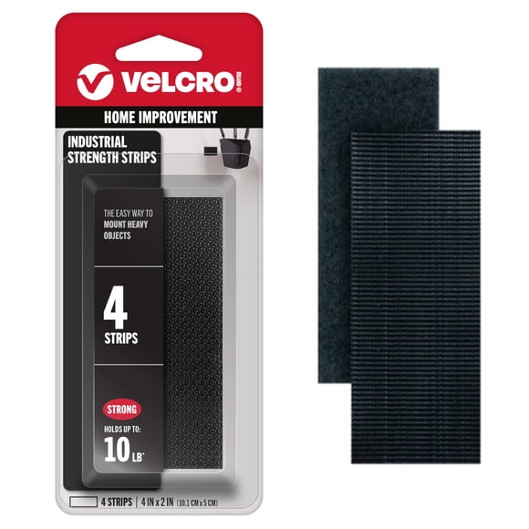 Fasteners Velcro Brand - Tiras resistentes de 4 x 5 cm (4 unidades), color negro