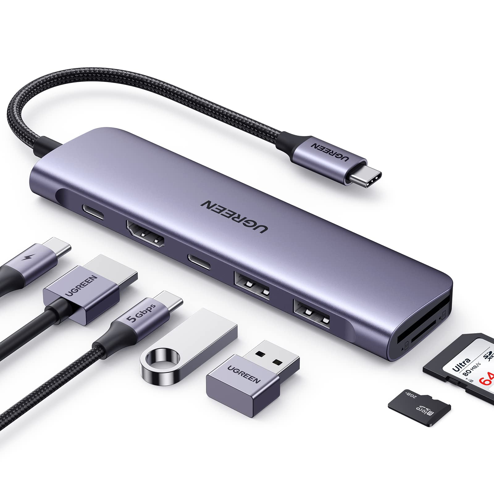 Hub Usb C Ugreen Revodok 1071 7 En 1 Con Hdmi 4k Para Ordenador Portátil