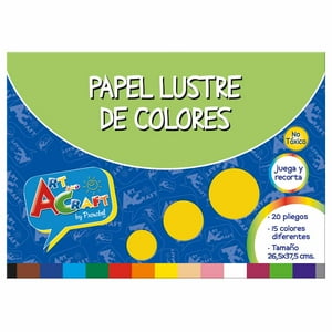 Art & Craft - Carpeta Con Papel Lustre 20 Hojas 15 Colores