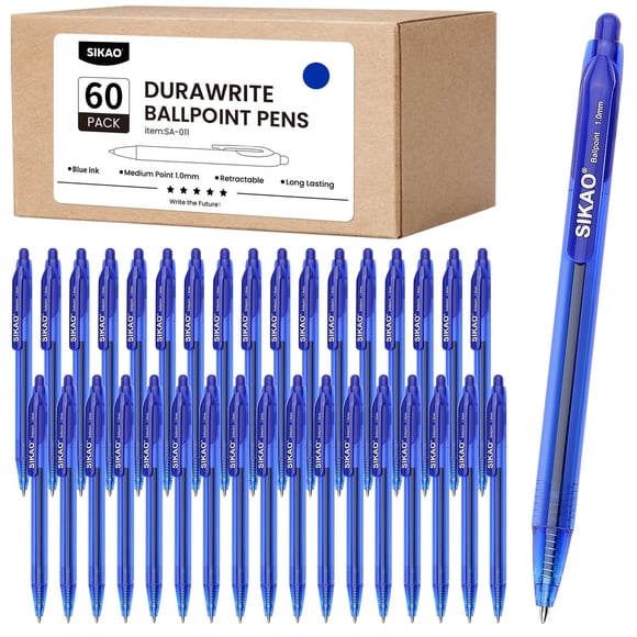 Bolígrafo Retráctil Azul De 1 0 Mm Punta Mediana Paquete De 60